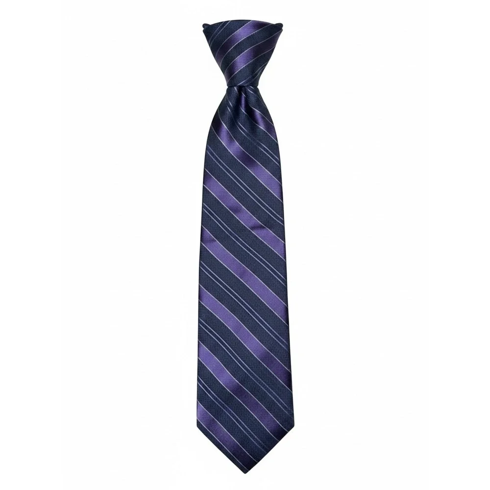 Michael Kors Mens Silk Blend Striped tie Purple Navy Blue Diagonal Stripe Tie